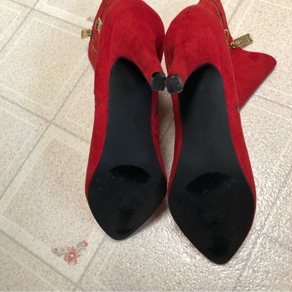 Like 🆕Bellini red suede feel Sz8M Claudia style 3 inch heel 8 inch boot length - Picture 16 of 17